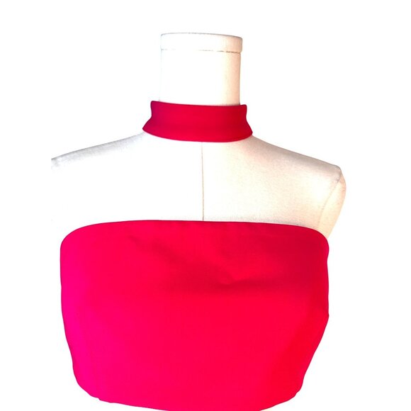 2/$30 NWT Choosy Size 6 Rose Red Sleeveless Halter Crop Top - Picture 5 of 11
